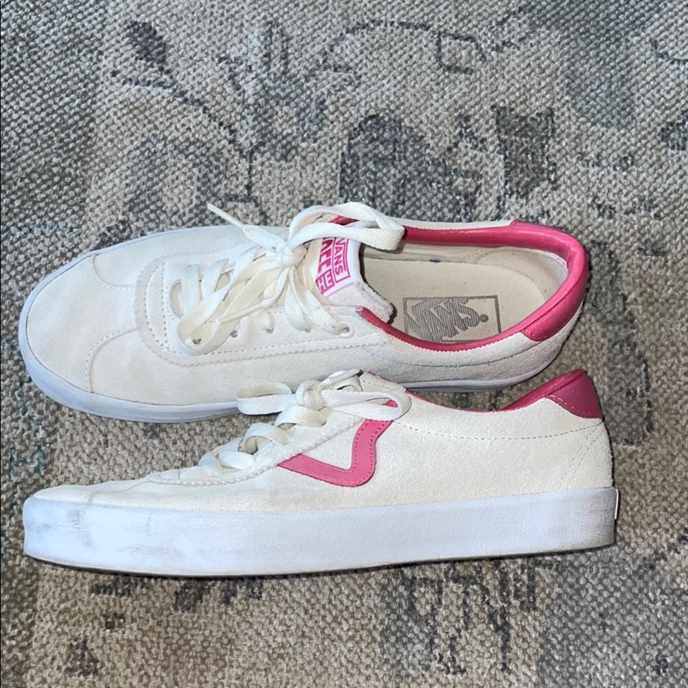 Vans Low Sport Suede White and Pink Classic Sneakers